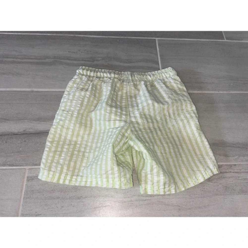 Cat & Jack Boys Lime Green‎ White Striped Seersucker Swim Trunks Size Medium